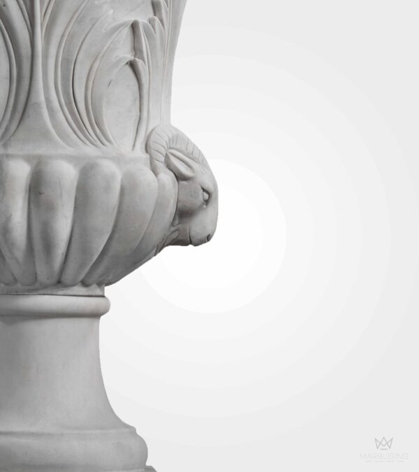 Modern Marble Sculptures - Acanthus Fluted Marble with Decorative Pedestal Base