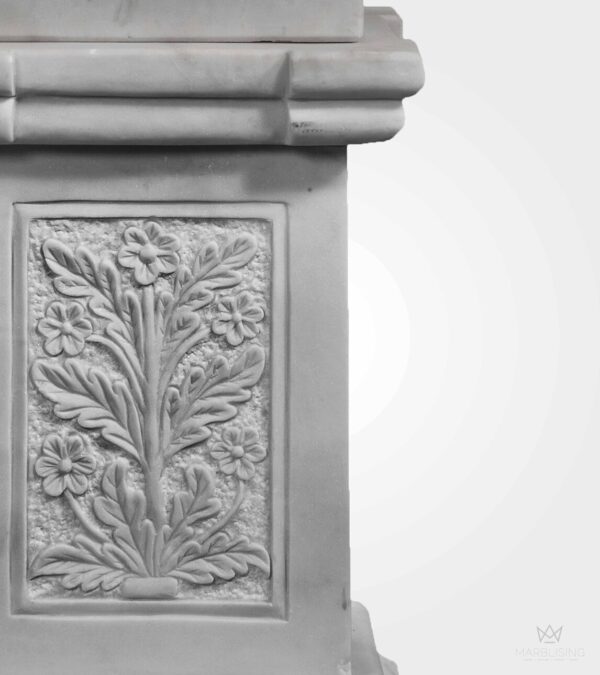 Modern Marble Sculptures - Acanthus Fluted Marble with Decorative Pedestal Base