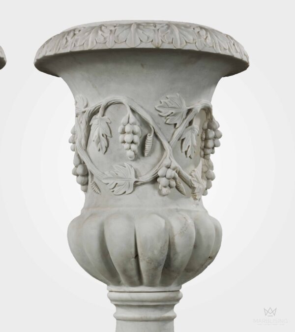 Modern Marble Sculptures - Double Chianti Twin Planters on Column Pedestals
