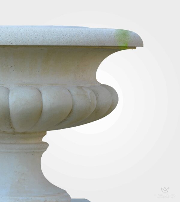 Modern Marble Sculptures - L'Aquila II Fluted Planter with Footed Pedestal