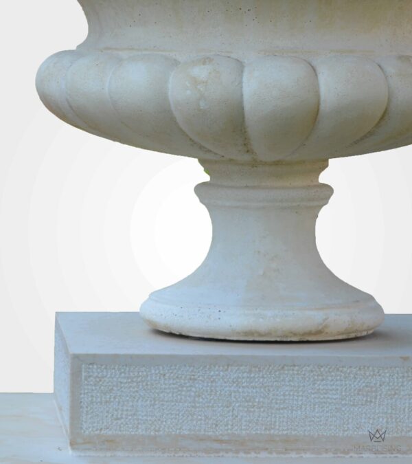 Modern Marble Sculptures - L'Aquila II Fluted Planter with Footed Pedestal