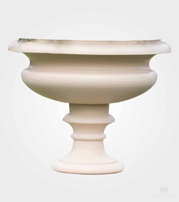 Modern Marble Sculptures - Marche Smooth Face Planters with Column Base
