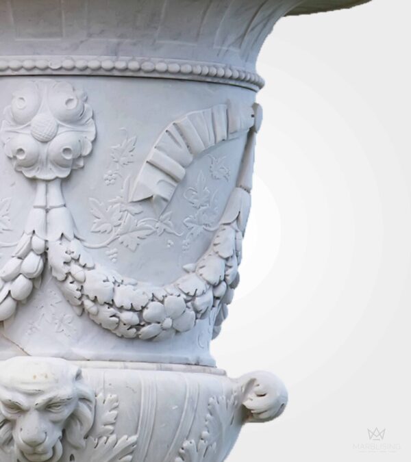 Modern Marble Sculptures - Sulmona I Garden Planter with Pedestal Base