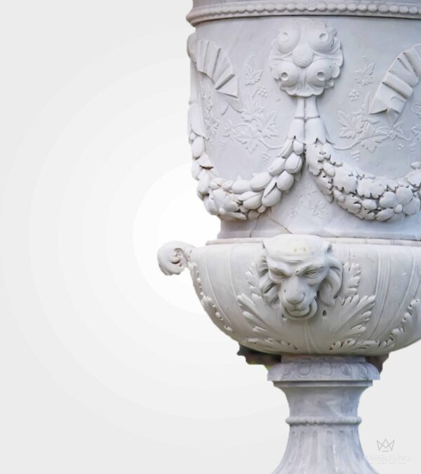 Modern Marble Sculptures - Sulmona I Garden Planter with Pedestal Base