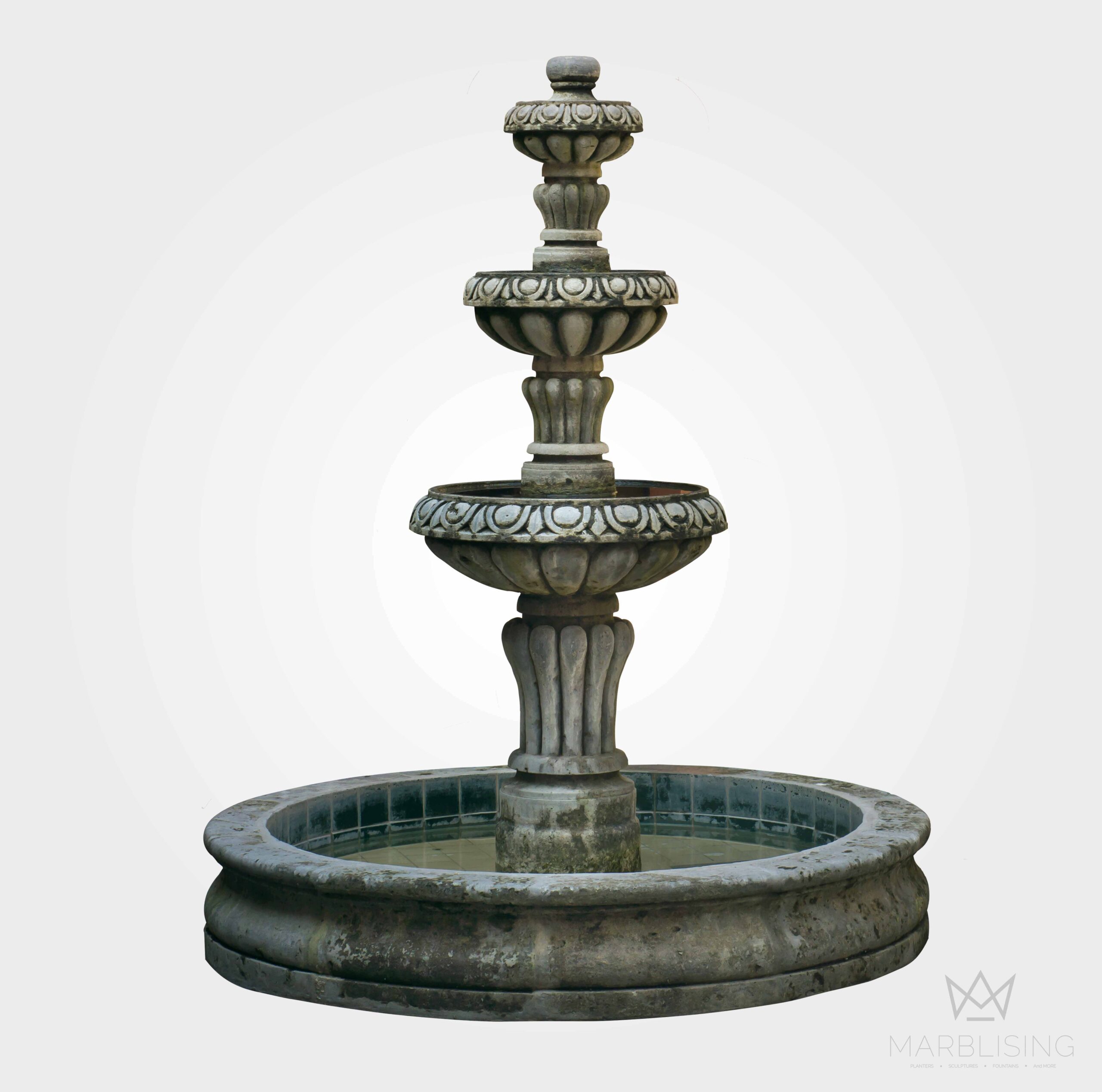 Opulence 3-Tier Fountain with Round Pool Base