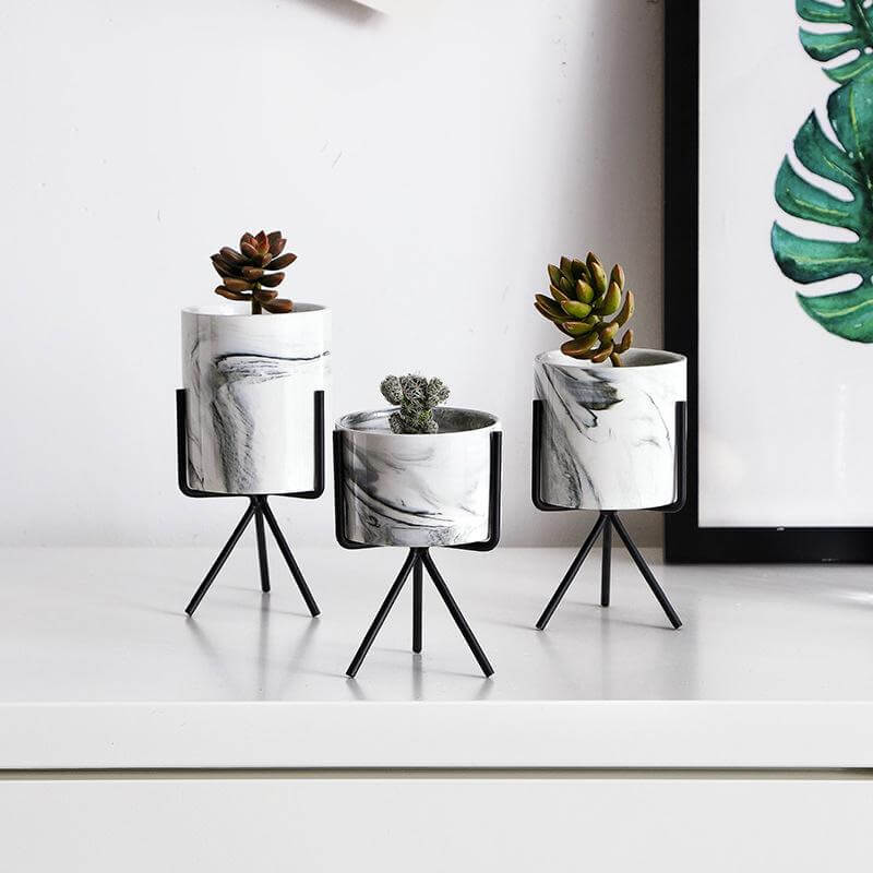 Small Marble Planters Black 1200x1200
