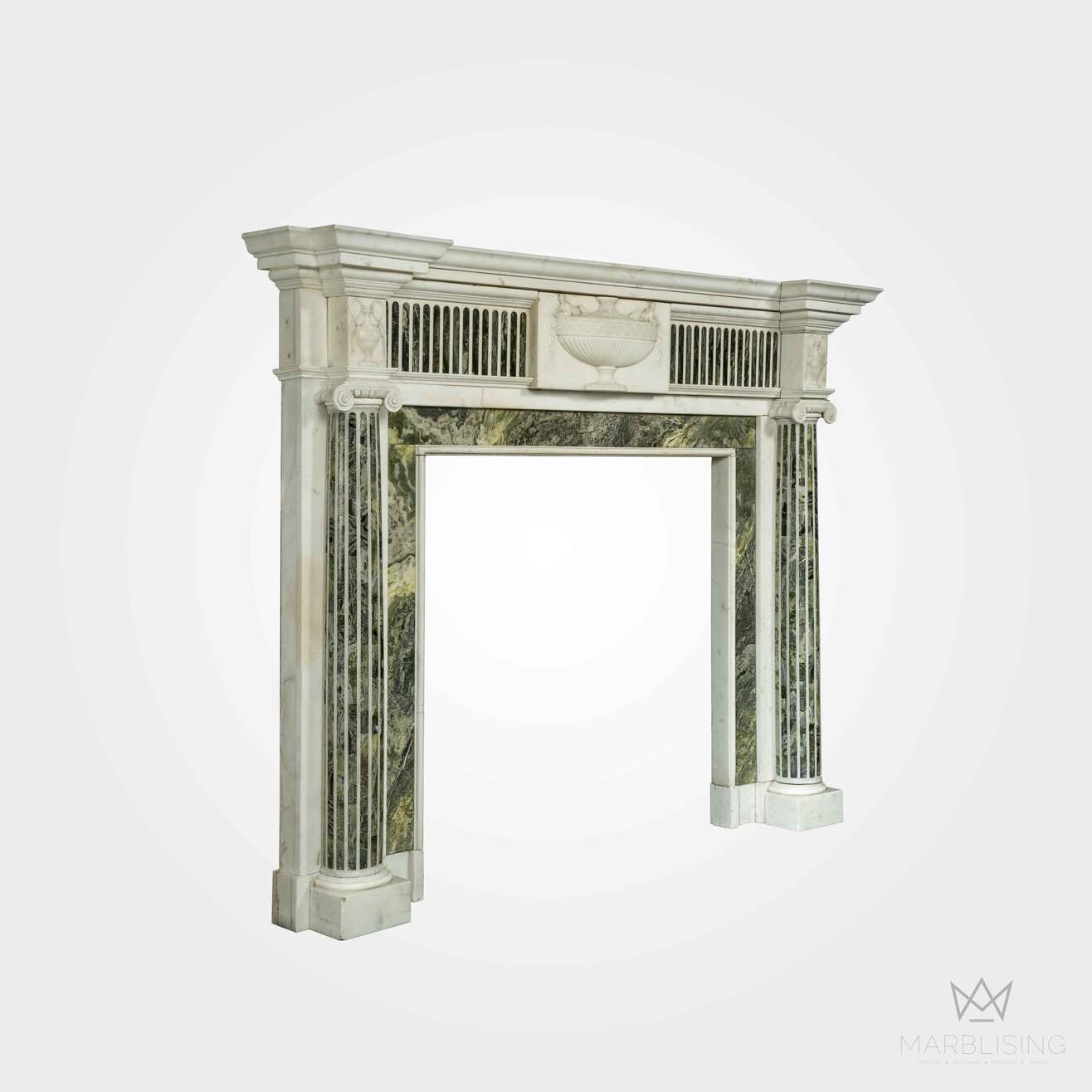 Patterned Marble Fireplace