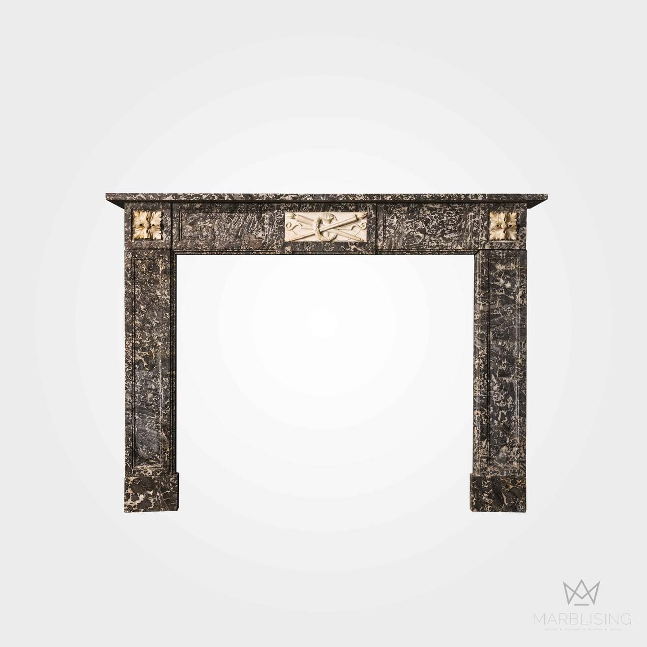Simplistic Patterned Marble Fireplace
