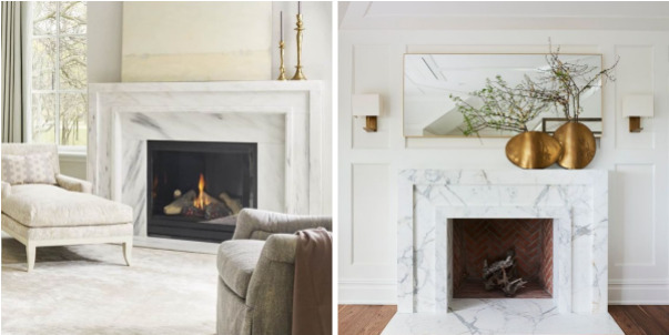 crackling marble fireplace