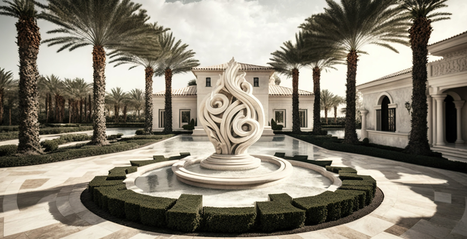 Luxury Villa Driveway-Marblising-Fountain